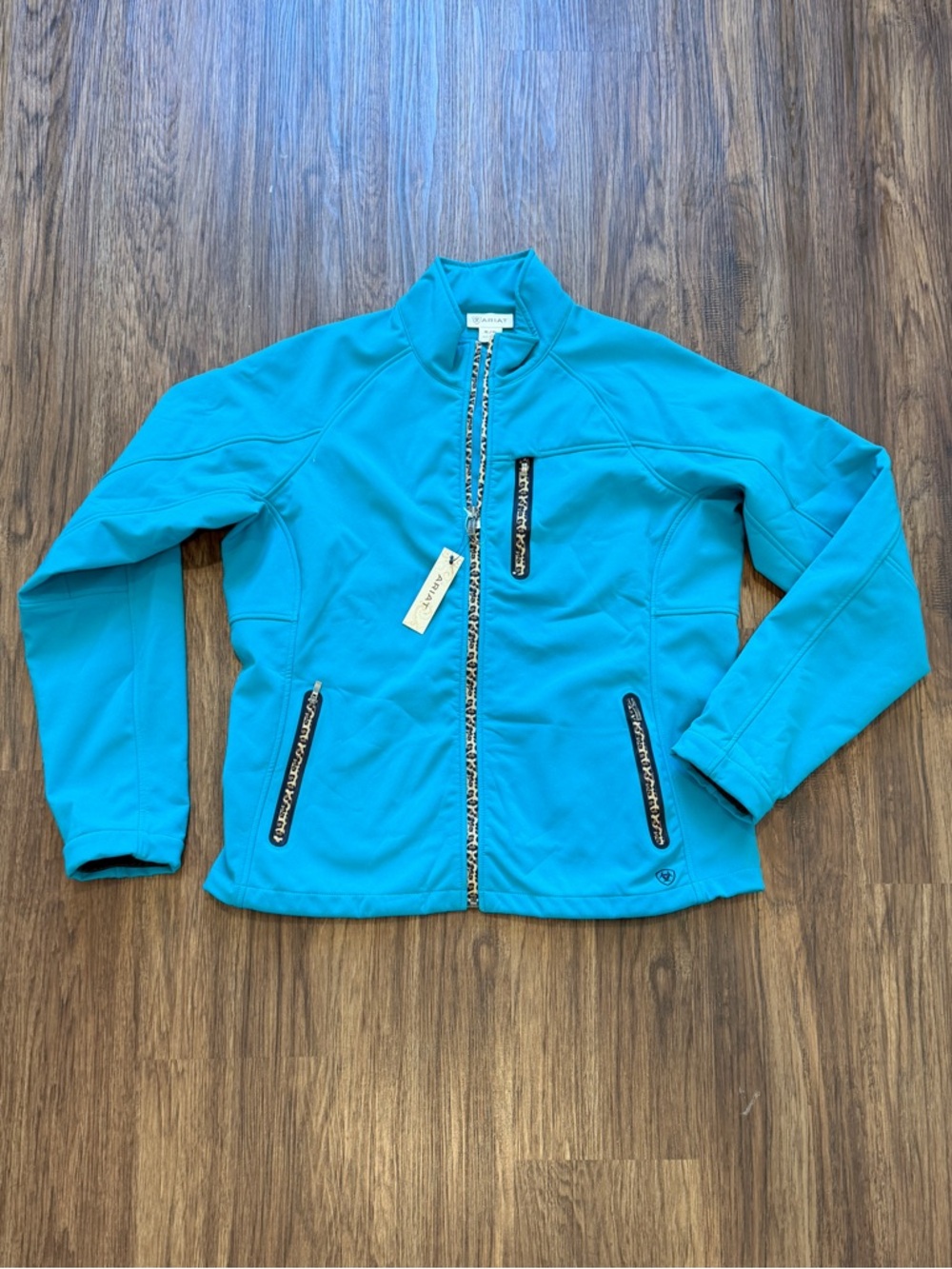 Ariat Turquoise Soft Shell Jacket with Leopard accents